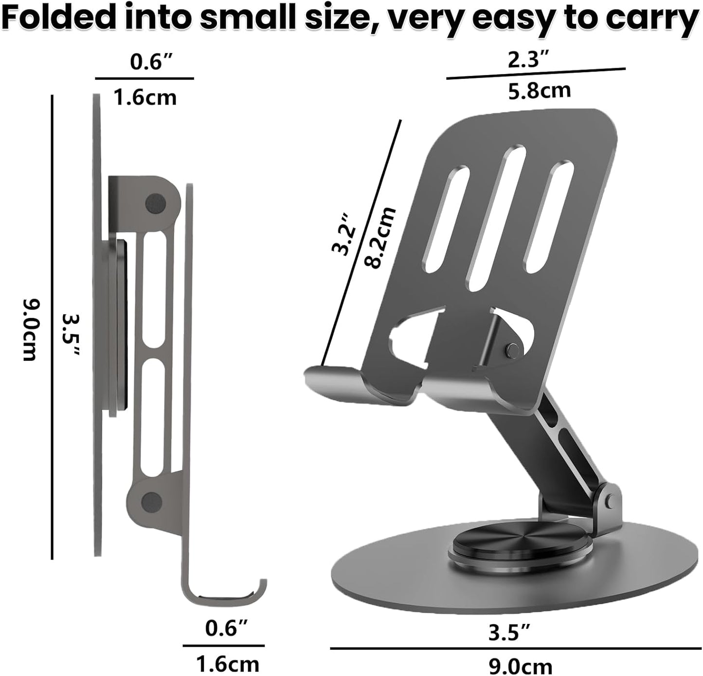 Universal Metal Cell Phone Stand, Multi-Angel Adjustable 360° Rotation Non-Slip Metal Phone Stand Compatible with iPhone 17 16 Pro Max and All Smartphones (Purple)