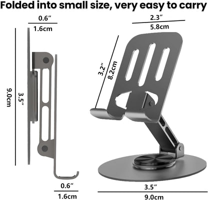 Universal Metal Cell Phone Stand, Multi-Angel Adjustable 360° Rotation Non-Slip Metal Phone Stand Compatible with iPhone 17 16 Pro Max and All Smartphones (Purple)