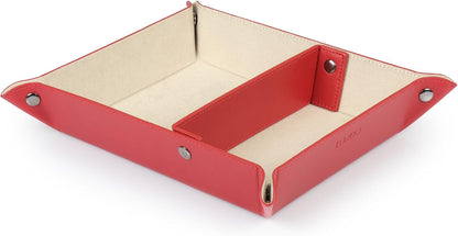 Londo Leather Tray Organizer - Practical Lightweight Water Resistant Computer Table Desk Storage Box for Wallets, Watches, Keys, Coins, Cell Phones and Office Equipment