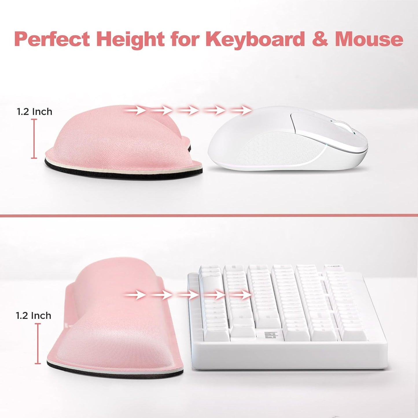 Gimars Upgrade Enlarge Silky and Superfine Fabric Gel Memory Foam Keyboard Wrist Rest Set, Ergonomic Keyboard Mouse Wrist Support for Typing Pain Relief, Comfort for Office, Gaming, Computer