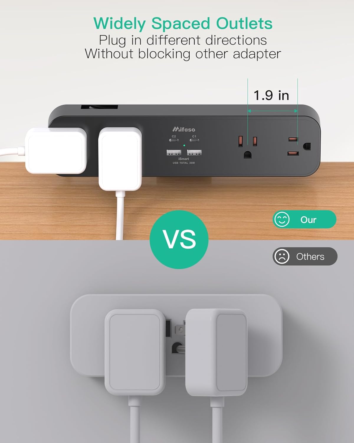 PD30W Desk Clamp Power Strip, Desktop Mount Surge Protector, Fast Charging Station, 5Ft Extension Cord Desk Edge Mount Shelf with 4 Outlets 4 USB Ports (2 USB C), Home Office Accessories Essentials