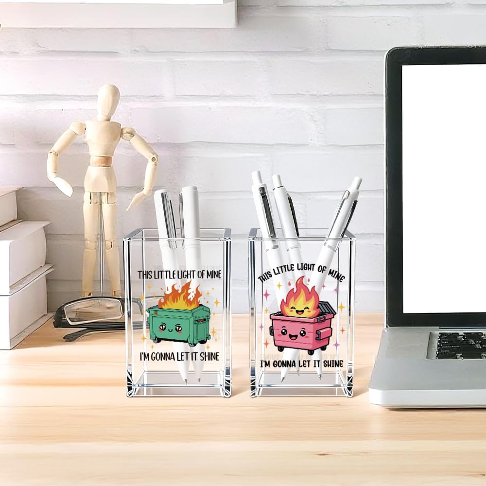 Everything is Figureoutable Acrylic Cosmetic Pencil Pen Holder Cup, Emotional Dumpster Fire Pencil Pen Holder Cup, Therapy Gifts, Mental Health Gifts for Women Colleague Boss Teacher