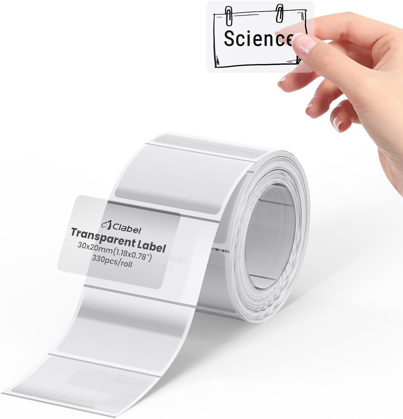 Clabel Printable White Cable Labels 6 Rolls of Thermal Self-Adhesive Paper Labels Tape, 25x78mm (1"x3") 100 Sheets Per Roll, Black Print on White Sticker Tags Durable