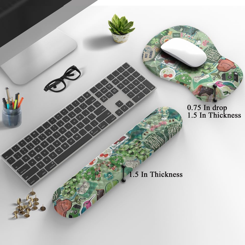Ghost Book Mousepad with Wrist Rest Halloween Computer Keyboard Mouse Pad Black Cute, Mouse Pad with Wrist Rest for Computer Keyboard, 2 In1 Mousepad with Wrist Support Easy Typing&Relieve Wrist Pai