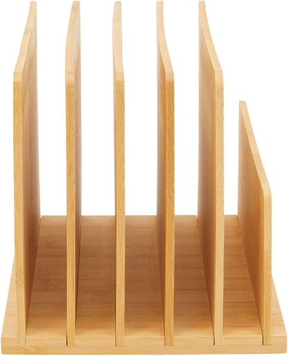 Bamboo Wooden Mail Holder, File Sorter for Letter and Folder Document Storage, Envelope Organizer with 5 Slots for Office Desk, Countertop, Home Organization (10x7 in)