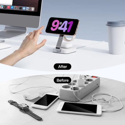 RYND 2026 Traveling Wireless Mag-Safe Fast Charging Station,Magnetic 3 in 1 Charger with iPhone 17 16 15 14 13 12 Pro Max Plus,Apple Watch Series & Air pods 4 3 2 Pro-Gifts for Wife & Husband(White)