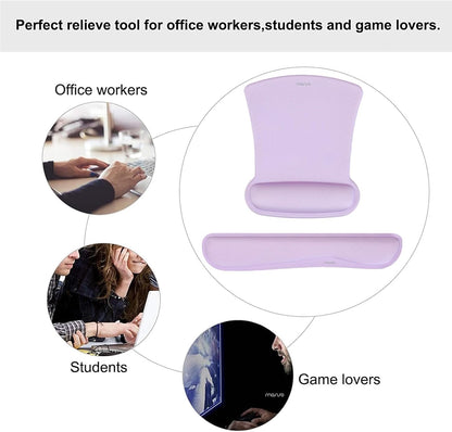 MOSISO Wrist Rest Support for Mouse Pad & Keyboard Set, Ergonomic Mousepad Non-Slip Base Home/Office Pain Relief & Easy Typing Cushion with Neoprene Cloth & Raised Memory Foam, Apricot