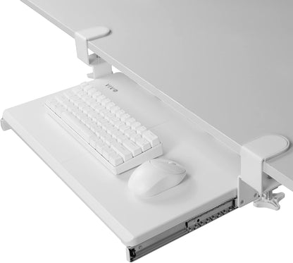 VIVO Large Clamp-on Computer Keyboard and Mouse Under Desk Slider Tray, 27 x 11 inch Pull Out Platform Drawer, White, MOUNT-KB05W