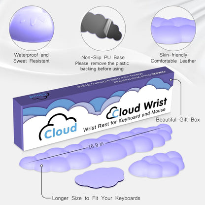 Cloud Wrist Rest Keyboard Palm Rest with Non-Slip Base for Computer Gaming Wrist Rest, YAMJUG Cloud Arm Rest Keyboard Wrist Pad Rainbow
