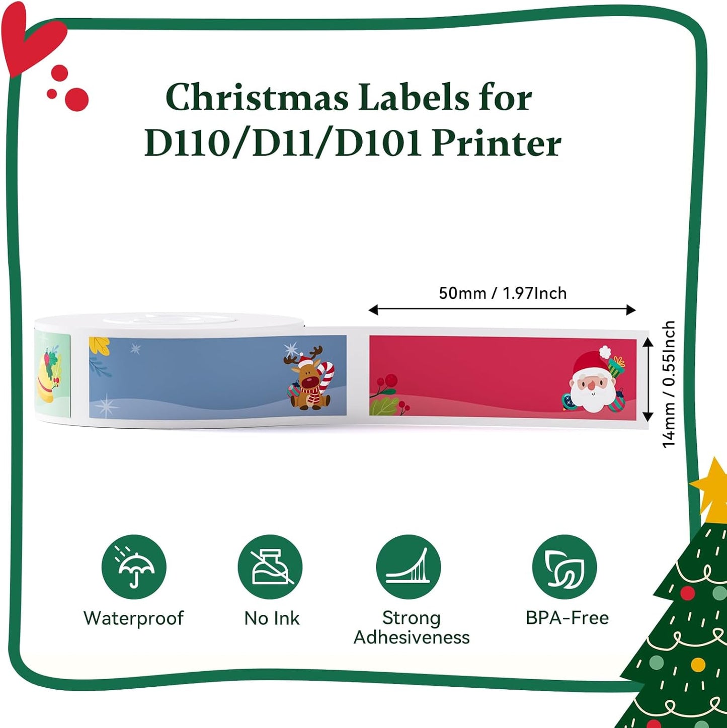 NIIMBOT White Cable Labels Maker Tape for D11/D110/D101 Label Maker, 0.49'' x 4.29''(12.5mm x 109mm), Thermal Label Tape for Home Office Labeling Tape Replacement