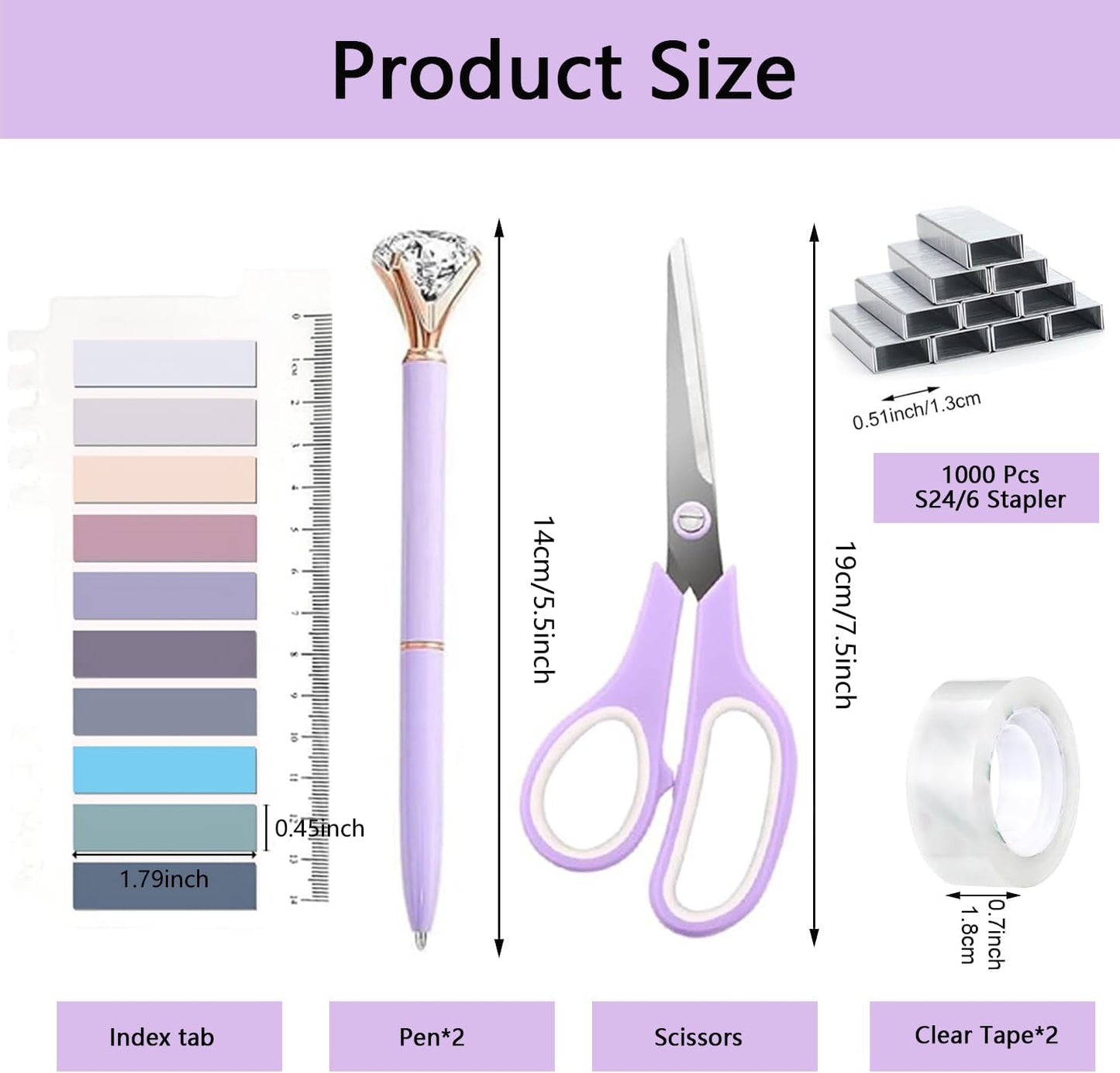 suniya Office Supplies,Gold Desk Accessories,with Stapler,Tape Dispenser,Pen Holder,Scissors,Phone Stand,Staple Remover,Ballpoint Pen,Clear Tape, Staples,Ruler,Clips,Best Gift for Business or Boss