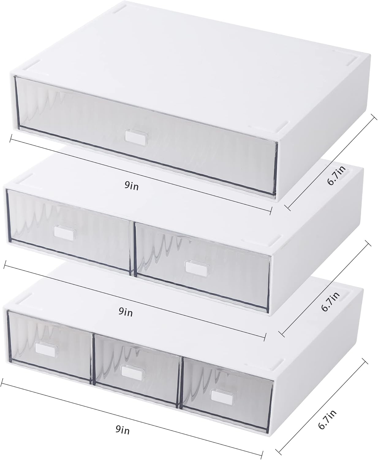 Desk Organizer Stackable Storage with 6 Drawers Stackable Drawers for Desk Storage, Makeup Storage Accessories, Desktop Accessories with Drawers, White