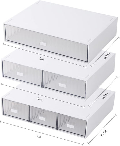 Desk Organizer Stackable Storage with 6 Drawers Stackable Drawers for Desk Storage, Makeup Storage Accessories, Desktop Accessories with Drawers, White