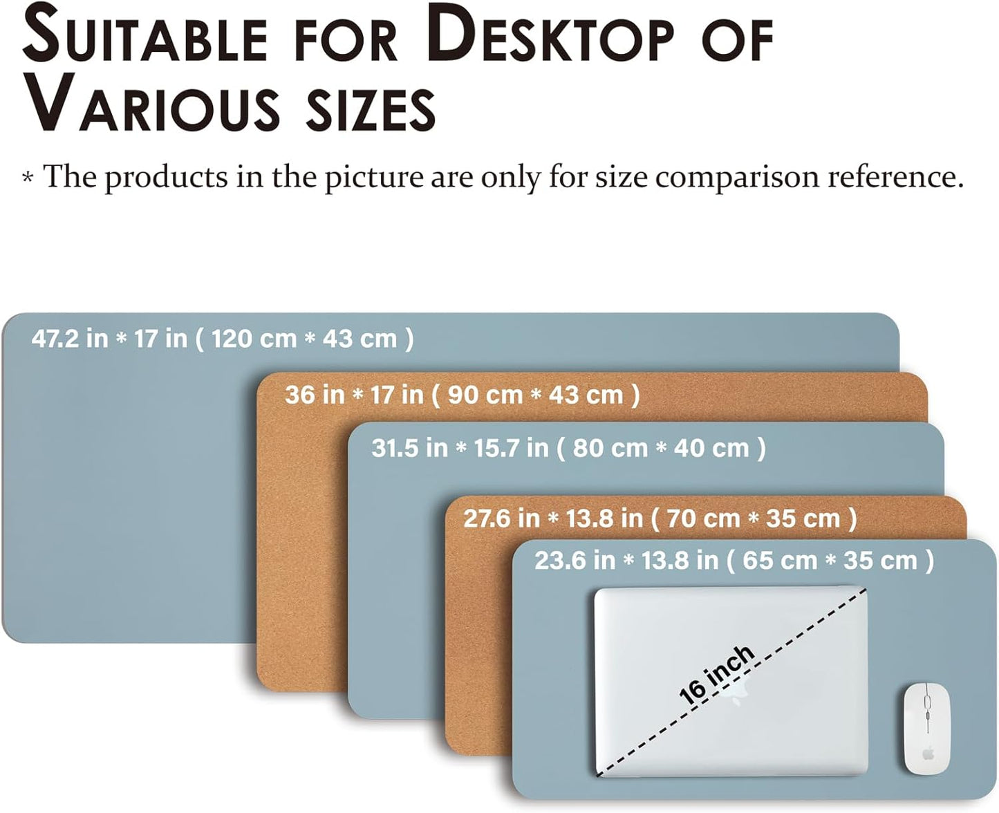 Cork Desk Mat - Dual-Sided Desk Pad for Office and Home - Desk Organization and Accessories - Ideal for Large Mouse Pad and Desk Mats on Top of Desks(Dark Green,90cmx 43cm)