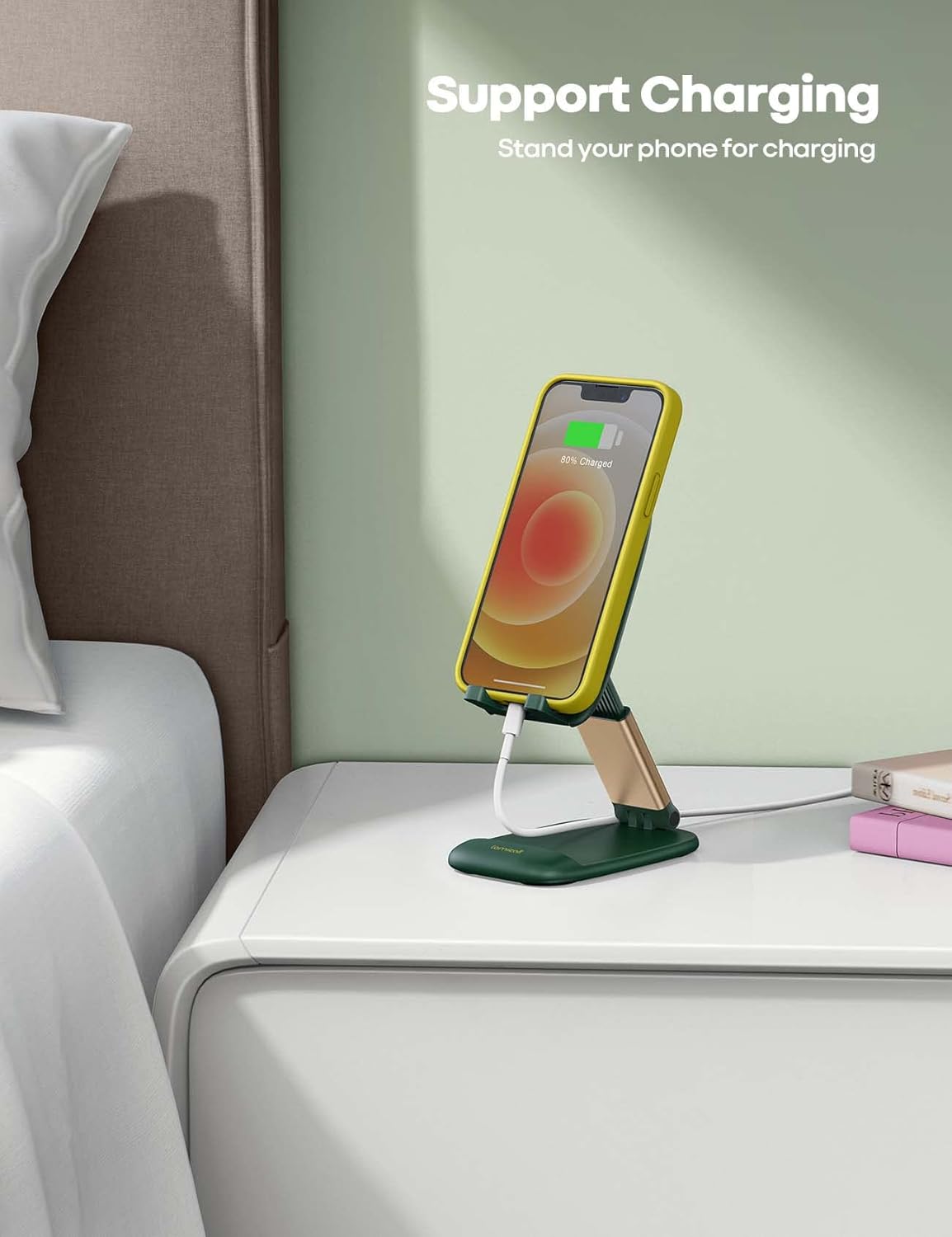 Lamicall Cell Phone Stand for Desk - [Height Adjustable] Foldable Mobile Phone Holder, Portable Stand for iPhone 17 16 15 14 13 12 11 Pro Max Plus Air, Galaxy S25, Office Gift Mothers Day Accessories