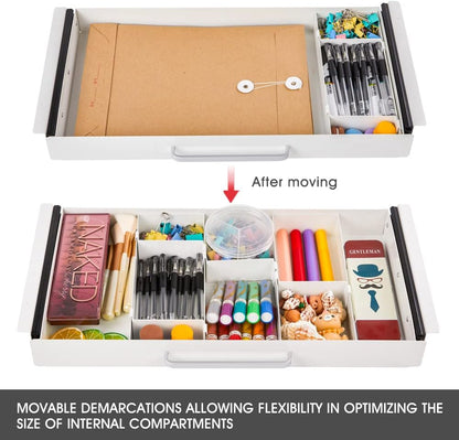 GOME Under Desk Slide out Pencil Drawer with Space Divider Design for Storing Pencil and Office Accessories, Underdesk Pull out Tray Organizer Mounted for Sit Stand Workstation