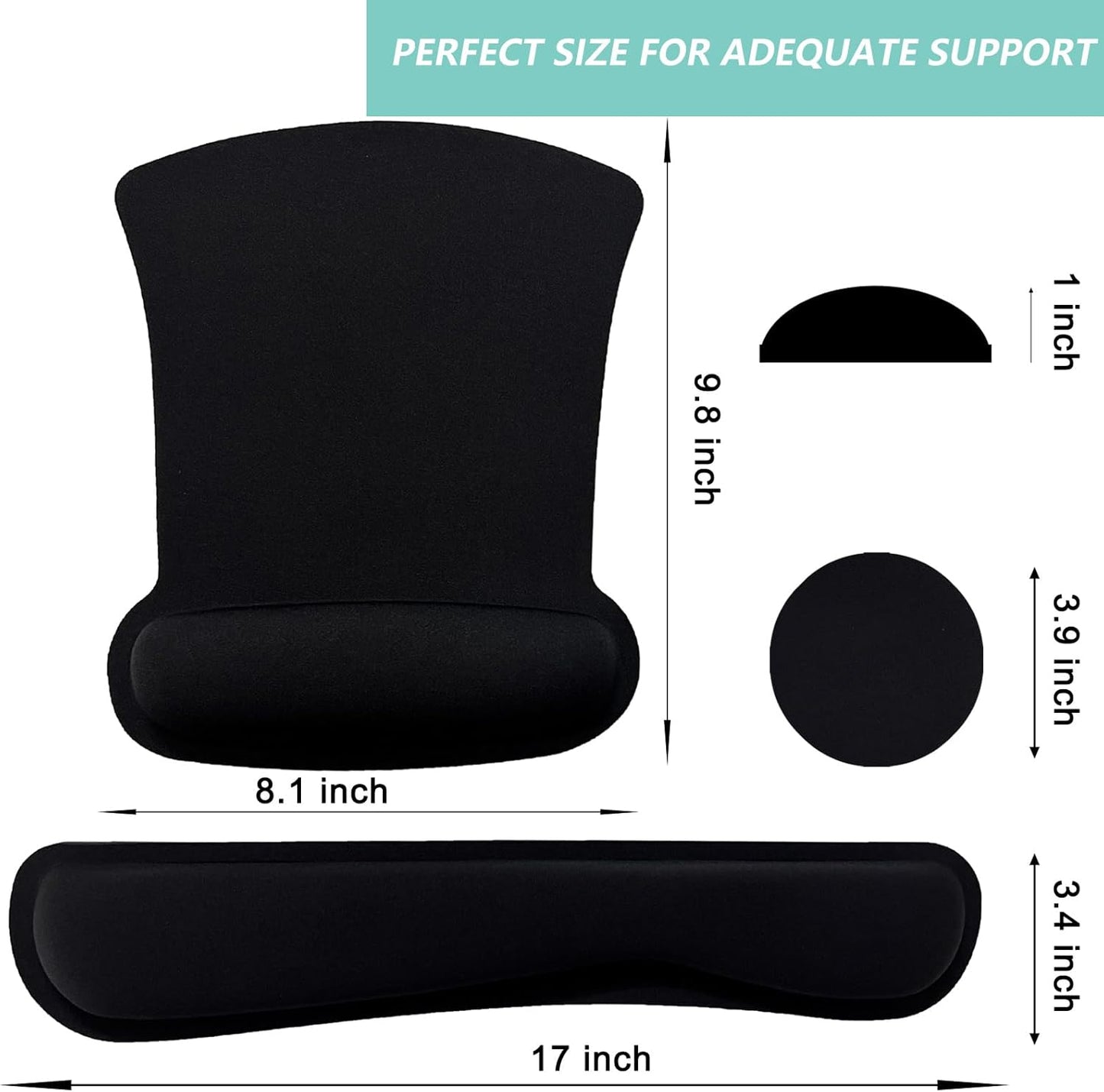 Keyboard Wrist Rest Pad Mouse Pad with Wrist Support Set of 3, Gaming Mousepad with Non-Slip Rubber Base, Ergonomic Memory Foam Mouse Cushion Support for Home Office Laptop Computer, Navy Blue