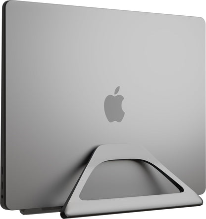 Elestoria Aluminum Vertical Laptop Stand with Gravity Auto-Lock – Adjustable Laptop Holder Vertical fits MacBook Pro/Air, Chromebook & Gaming Laptops up to 17.3" – Space-Saving Desktop Dock - Silver