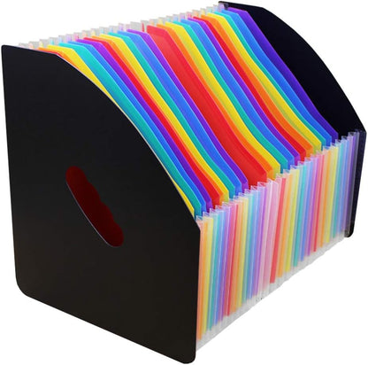 SAYEEC Rainbow Expanding File Holder Standing A4 Vertical Mini Book Organizer Magazine Basket Desktop 13 Pockets Files Folder with Handle for Students Examination Paper Bills Office Study