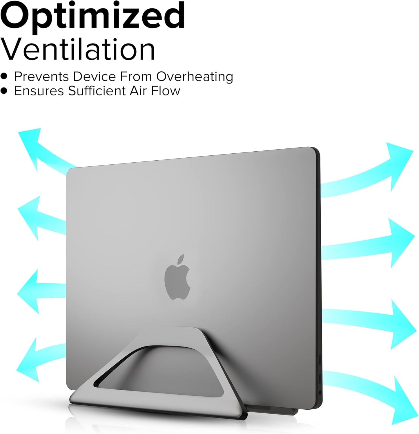 Elestoria Aluminum Vertical Laptop Stand with Gravity Auto-Lock – Adjustable Laptop Holder Vertical fits MacBook Pro/Air, Chromebook & Gaming Laptops up to 17.3" – Space-Saving Desktop Dock - Silver