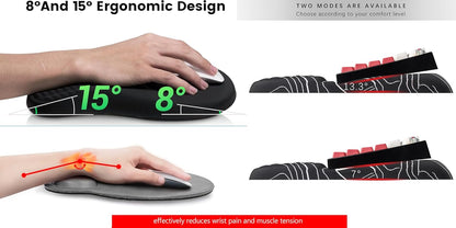 Keyboard Wrist Rest -Ergonomic Keyboard Stand with Wrist Rest- with Carpal Tunnel Pain Relief Massage Bumps and Full Memory Gel Design - Ideal Frequent Computer (Black)
