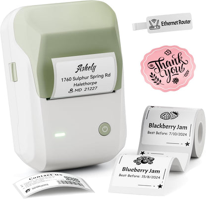 NIIMBOT B1 Label Maker Machine with Tape, 2 Inch Portable Label Printer, Bluetooth Thermal Label Printer with Multiple Templates for Small Business,Office,Home,School (Blue, 1 Printer+1 Roll Label)