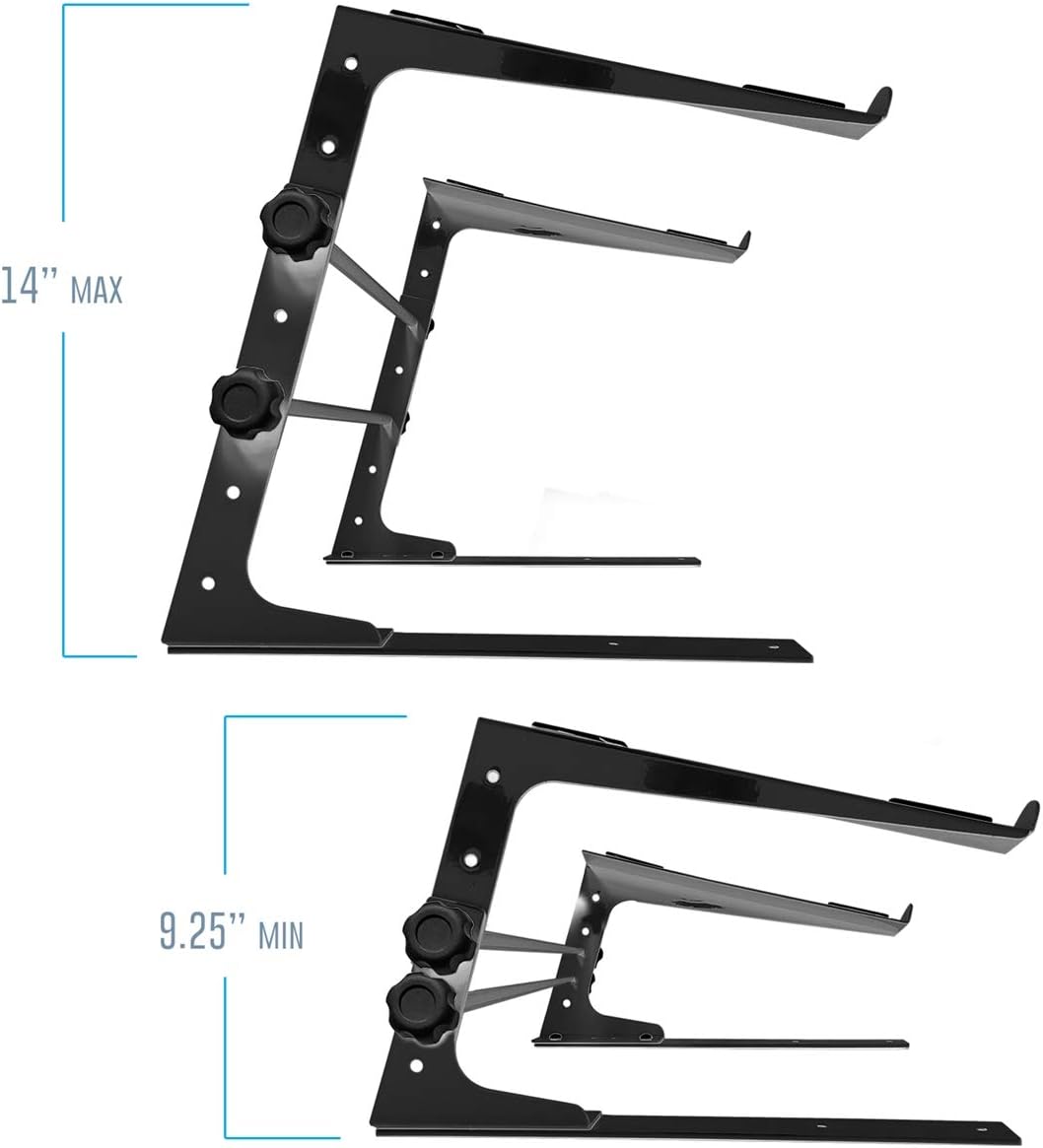 AXA AXCESSABLES DJ Laptop Stand with Travel Bag | Portable Foldable Aluminum Laptop Stand for Laptops up to 15 inches and 20lbs | No Assembly Required, Includes Carrying Bag