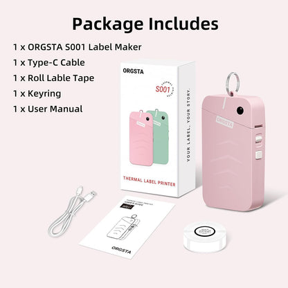 ORGSTA Label Maker Machine with Tape Bluetooth Portable Thermal Labelling Printer for School Home Office Organization, Wireless Mini Labeler S001 Label Machine with Label Sticker Maker, White