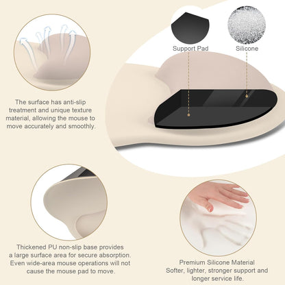MOSISO Wrist Rest Support for Mouse Pad&Keyboard Set, Circle Curved Ergonomic Mousepad&Coaster Non-Slip Base Home/Office Pain Relief&Easy Typing Pad with Soft Cloth&Silicone Lining, Antique Green