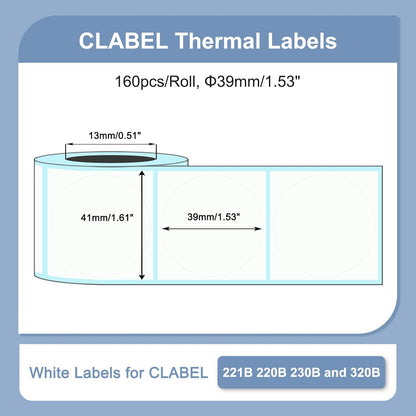 Clabel Printable White Cable Labels 6 Rolls of Thermal Self-Adhesive Paper Labels Tape, 25x78mm (1"x3") 100 Sheets Per Roll, Black Print on White Sticker Tags Durable
