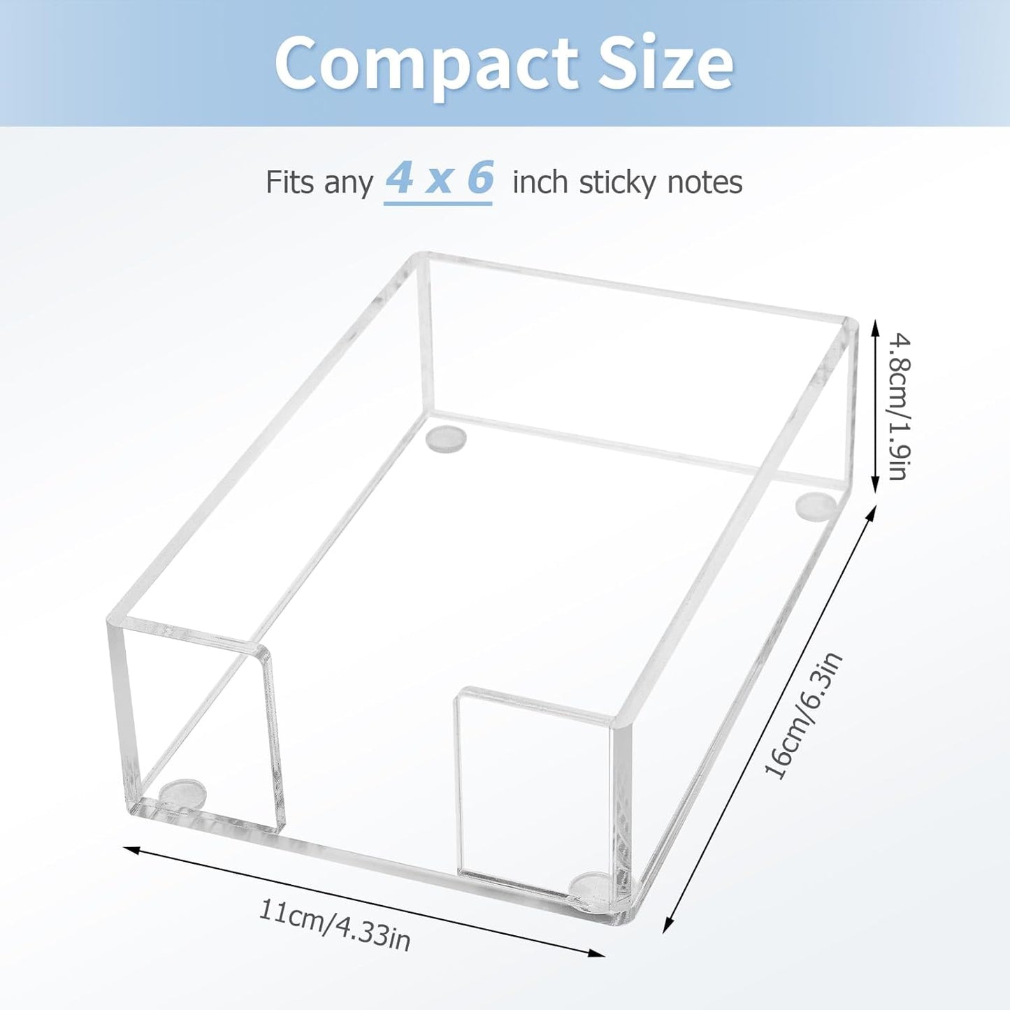 Acrylic Sticky Note Holder, 3 x 3 Crystal Clear Acrylic Notepad Holder Sticky Note Dispenser for Dorm Room and Office Desk Organizer
