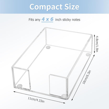 Acrylic Sticky Note Holder, 3 x 3 Crystal Clear Acrylic Notepad Holder Sticky Note Dispenser for Dorm Room and Office Desk Organizer