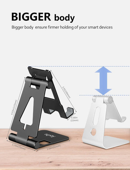 Aoviho Cell Phone Stand for Desk, Adjustable Desktop Phone Holder Stand, Foldable Moblie Phone Dock for iPhone17 16 15 14 13 12 11 Pro Xs Max Xr X 8 7 6 5 5s SE Nintendo Switch All Phones, Pink