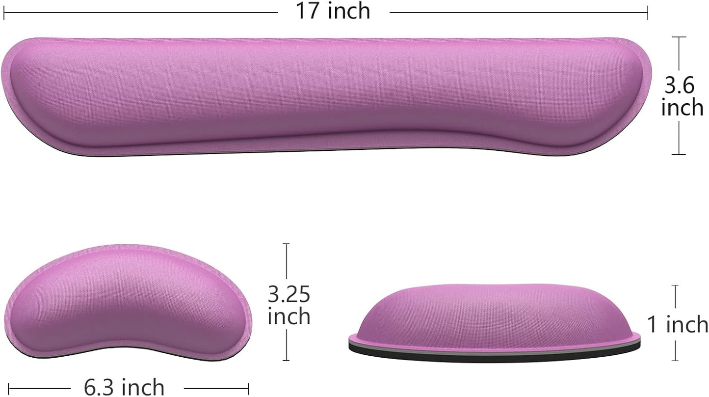 Dapesuom Enlarge Keyboard Wrist Rest, Cute Memory Foam Keyboard Wrist Cushion for Computer Desk Mats Support, Typing Pain Relief Ergonomic Mouse Pad Rests with Non-Slip Base for Gaming, Laptop, Purple
