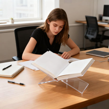 Haploon 2 Pcs Clear Acrylic Book Holder 10 x 6 x 5.5 in Cross Frame Book Stand Coffee Table Book Stand, Open Large Book Display Stand Adjustable Height for Cookbooks, Quran, Bibles, Easel, Art