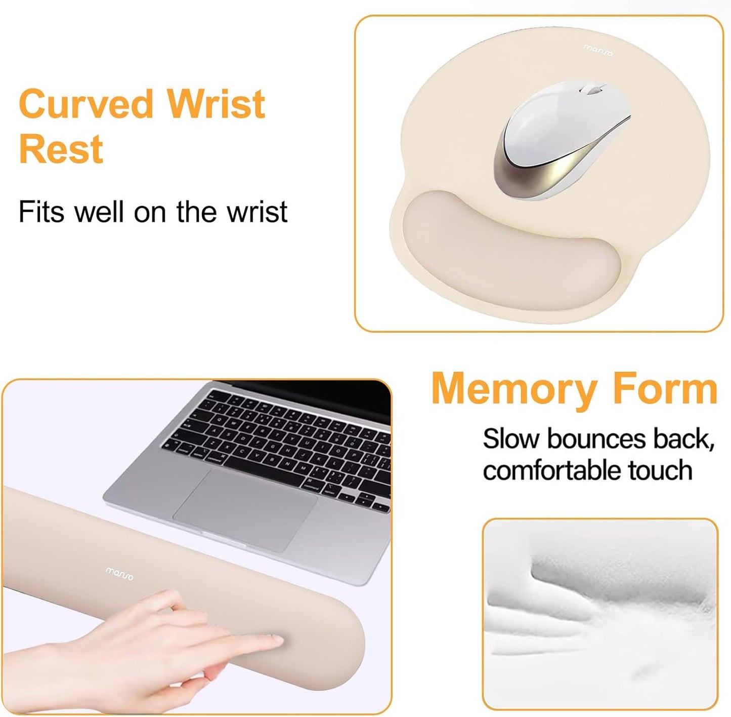 MOSISO Wrist Rest Support for Mouse Pad&Keyboard Set, Circle Curved Ergonomic Mousepad&Coaster Non-Slip Base Home/Office Pain Relief&Easy Typing Pad with Soft Cloth&Silicone Lining, Antique Green