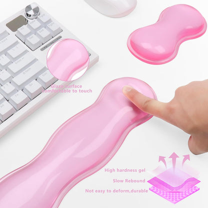 Gel Cloud Keyboard and Mouse Wrist Rest, Cute Wrist Support and Arm Support Keyboard Rest for Keyboard and Mouse Typing Pain Relief，Suitable for Office/Computer/Laptop/Gaming (Pink)