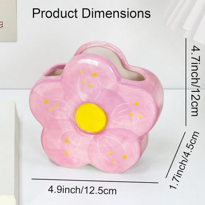 Pink Pencil Holder Pen Holder Office Desk Accessories Aesthetic Cute Flower Home Decor Makeup Brush Holder Vase Birthday Gifts for Women Vanity Toothbrush Holder Kawaii Kitchen Utensil Holder