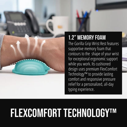 GORILLA GRIP Silky Memory Foam Wrist Rest for Computer Keyboard, Mouse, Ergonomic Design for Typing Pain Relief, Desk Pads Support Hand and Arm, Mousepad Rests, Stain Resistant, 2 Piece Pad, Black