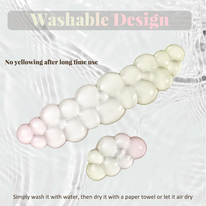 Gel Keyboard Wrist Rest Cloud Set, Clear Ergonomic Wrist Support and Arm Support Keyboard Rest for Typing Pain Relief, with Non-Slip Soft Washable Wrist Rest(Pink Blue)