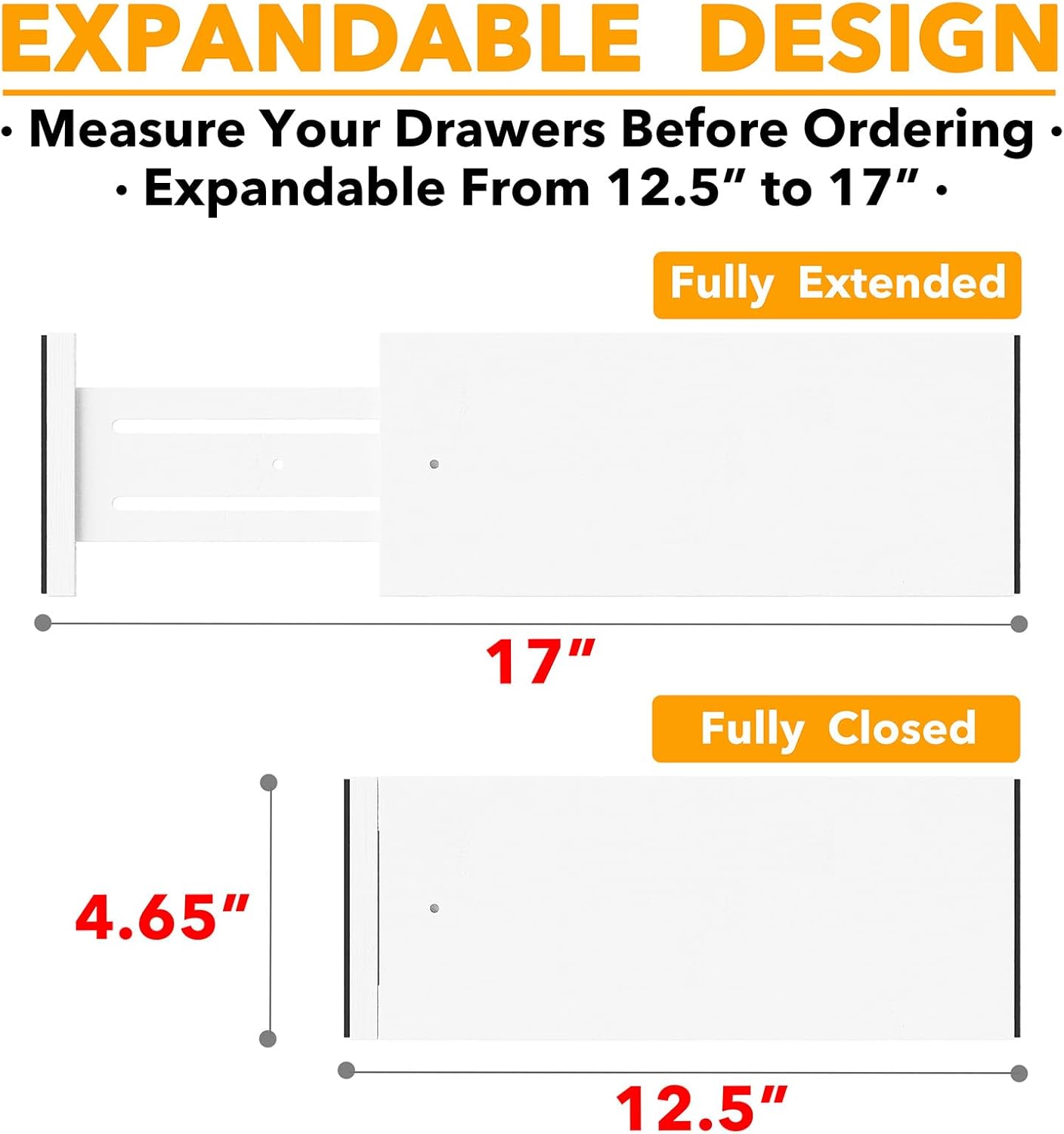 SpaceAid Bamboo Dresser Drawer Dividers 6 Pack, 4.65“ High Adjustable 12.5“-17” Drawer Organizers, Expandable Organization for Clothing, Clothes, Dressers, Natural