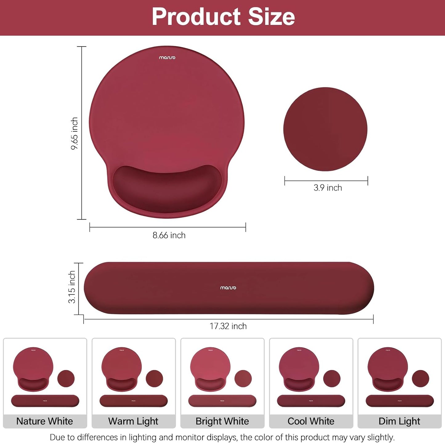 MOSISO Wrist Rest Support for Mouse Pad&Keyboard Set, Circle Curved Ergonomic Mousepad&Coaster Non-Slip Base Home/Office Pain Relief&Easy Typing Pad with Soft Cloth&Silicone Lining, Antique Green