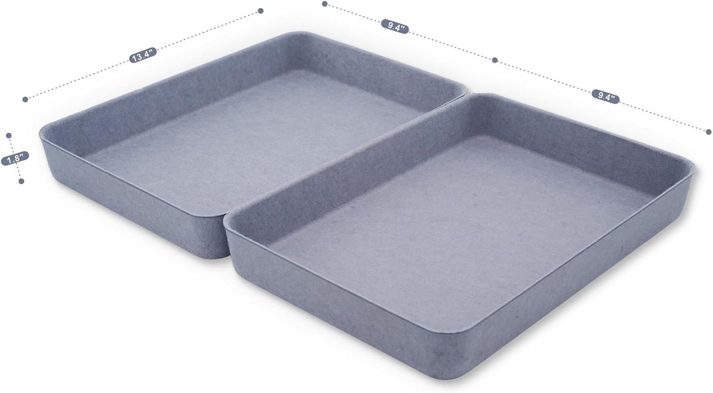 Welaxy 2-piece Office desk drawer organizer tray letter-size documents A4 paper book file Folder Holder storage bins (Orange + Green)