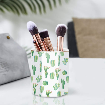 WAVEYU Ceramic Pen Holder for Desk Cute, Pencil Cup Pot Desk Organizer, Makeup Brush Holder for Women, Men, Kids, Desk Marble Decor for Office, Classroom, Home, Gray Golden