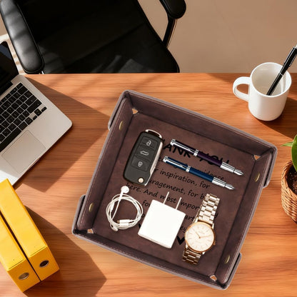 Aelciyue Thank You Gifts for Men - Valentines Day Gifts for Coworkers Boss Employee Teacher Appreciation Gift for Boss Inspirational Retirement Farewell Gift Leather Organizer Valet Catchall Desk Tray