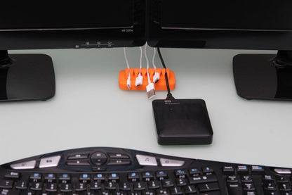 Heaviest Cable Organizer on The Market! Compact and Weighted Desktop Cord Holder and Cable Organizer, Eco-Friendly Silicone, No Bad Smell, Bundled with 4 Reusable Cable Ties! (Black)