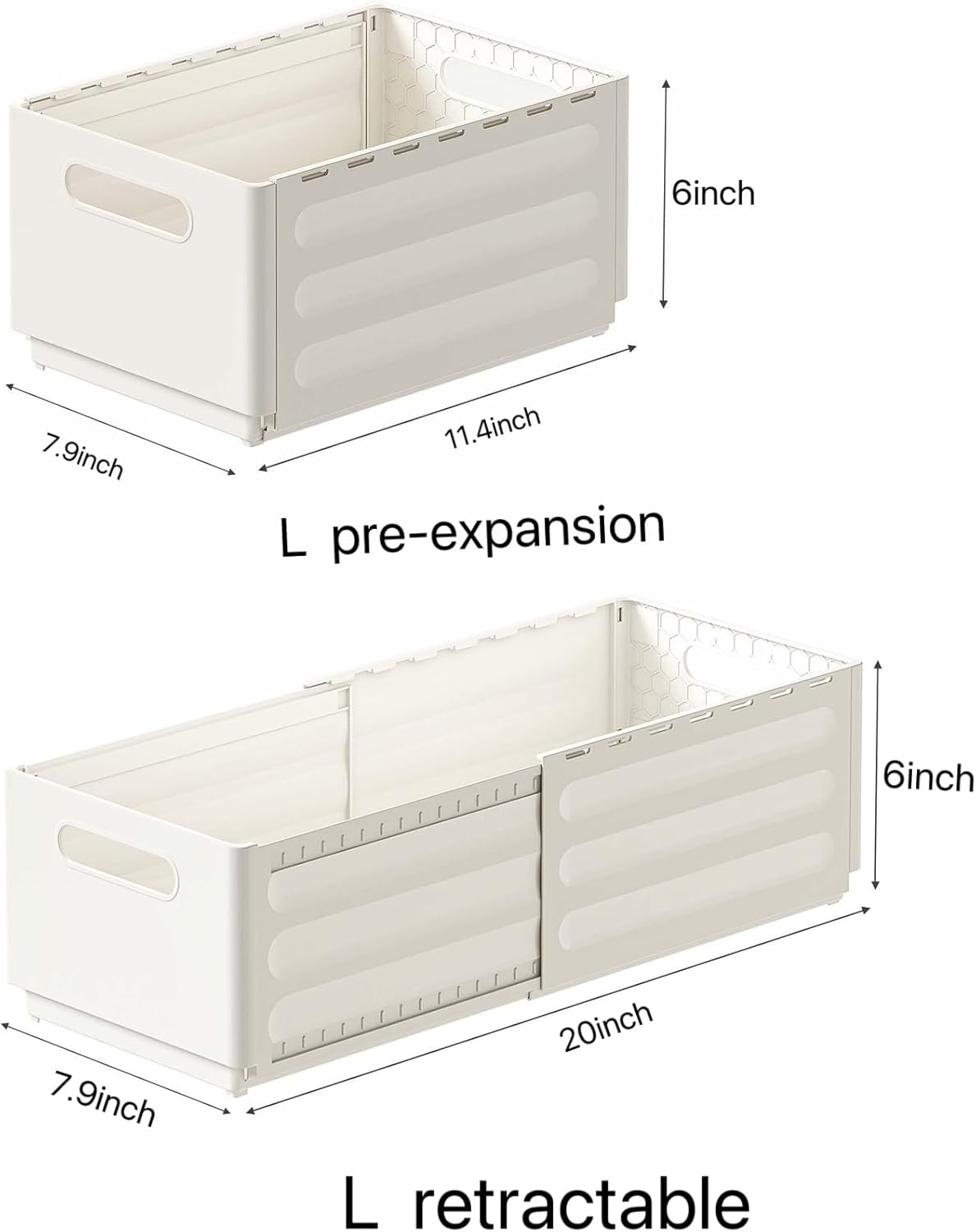2 Pack Expandable Plastic Storage Boxes, Multi-Purpose Folding Organizer, Drawer Storage Divider For Bedroom, Kitchen And Snack Storage (s)