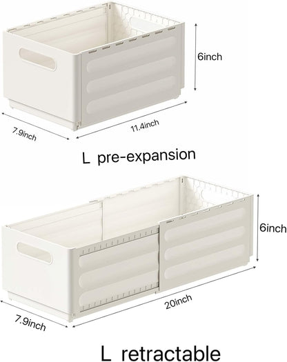 2 Pack Expandable Plastic Storage Boxes, Multi-Purpose Folding Organizer, Drawer Storage Divider For Bedroom, Kitchen And Snack Storage (s)