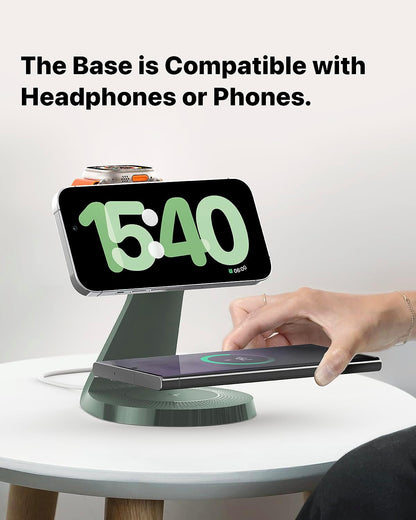 3 in 1 Charging Station for Apple Devices,Mag-Safe Charger Stand Fast Charging,Wireless Charger for iPhone 16/15/14/13/12 Series,& AirPods,& iWatch(USB-C Charger Included)