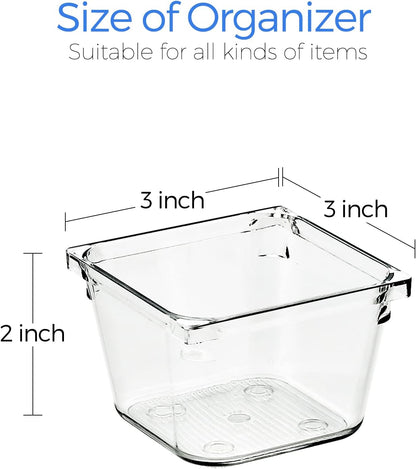 Ravinte 6 Pack Drawer Organizer - 6" X 9" Plastic Storage Bins, Acrylic Organizers with Non-Slip Pads Clear Desk Storage Tray for Makeup, Jewelries, Kitchen Utensils, Bathroom and Office